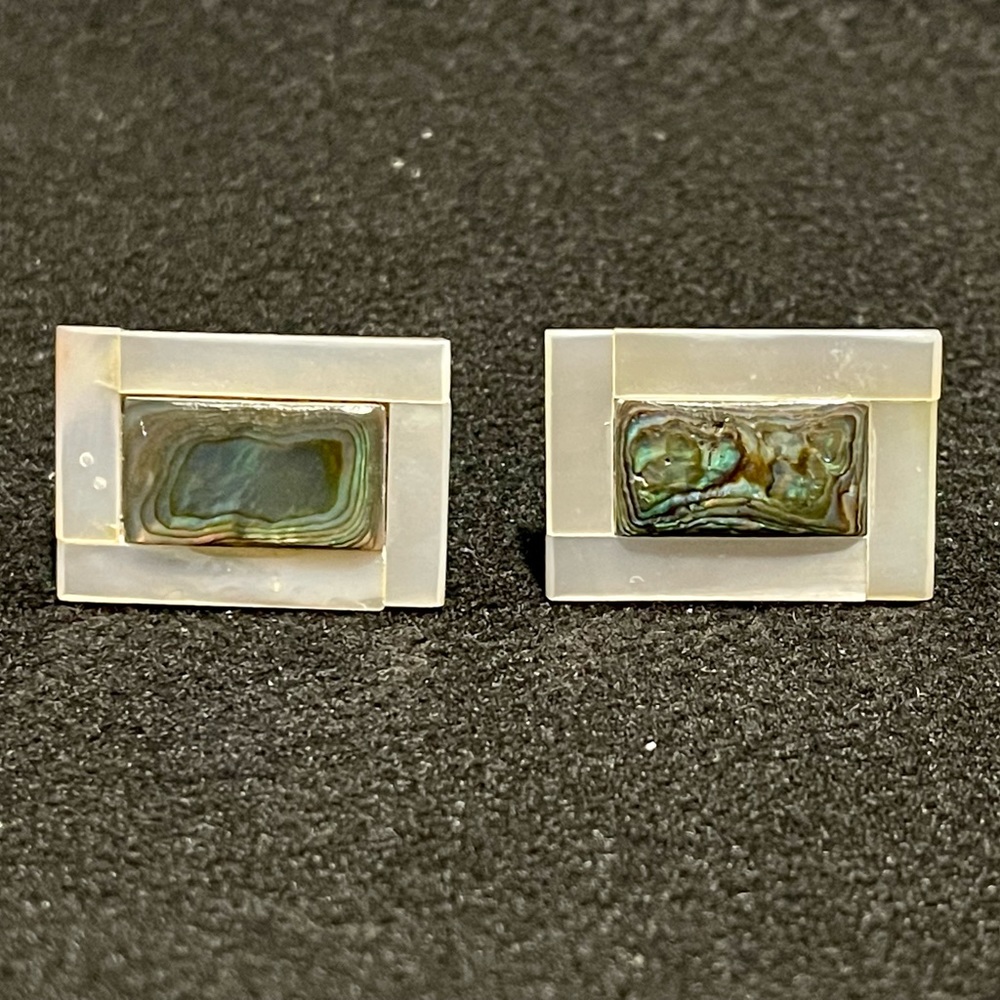Two Tone Mother of Pearl Rectangular Cufflinks